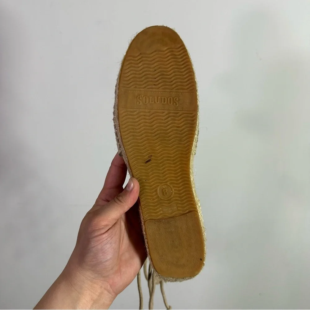 Soludos The Lauren Lace Up Espadrille Light Tan Ivory Tassel Closed Toe Shoes